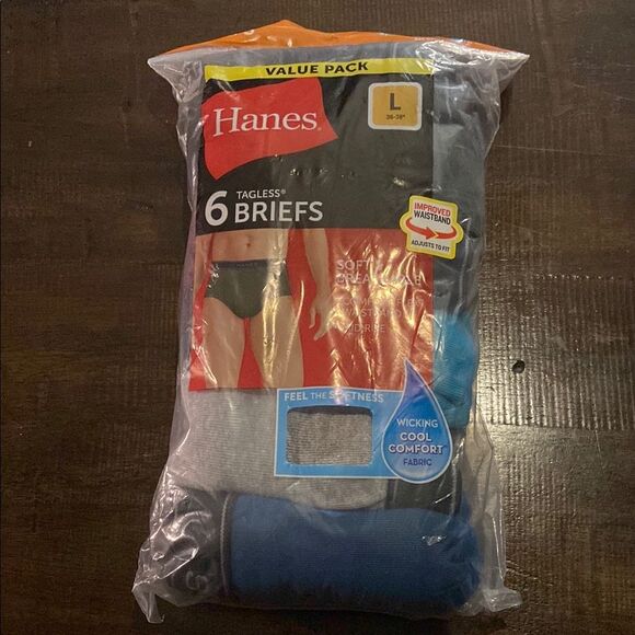 Hanes Comfort Flex Waistband Briefs - Black, Gray, Blue - Picture 1 of 6